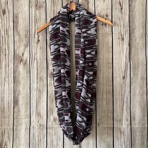 Empyre Infinity Scarf Burgundy Black Boho Print Winter Accessory One Size